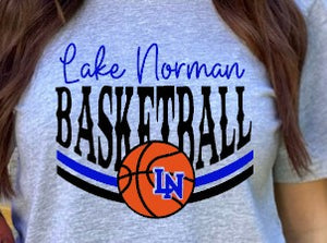 Lake Norman Basketball  - Choose From Short Sleeve, Crew Or Hooded Sweatshirt - Gray