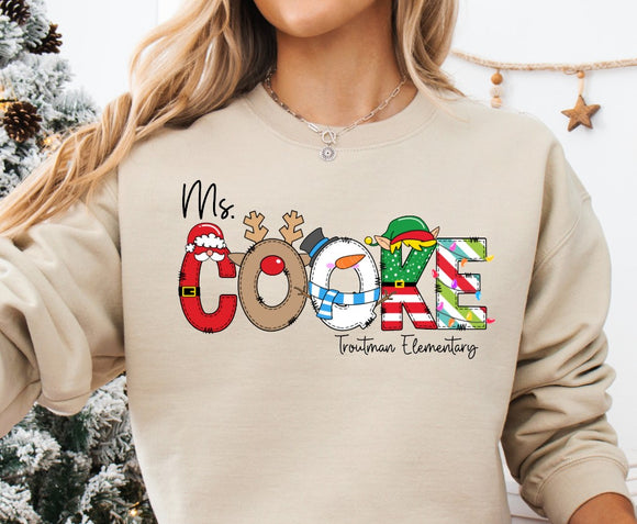 Christmas 2024 - Custom Name  - Christmas Letters - Shirt Color Is Cream - Please include your personalized request in order notes.