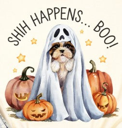 Halloween Shitzu Dog -  Shirt Color Is Cream
