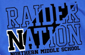 Northern Middle School Raiders  - You Choose The Shirt Style - Royal