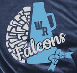 West Rowan Falcons Cheerleader  - You Choose The Shirt Style - Navy