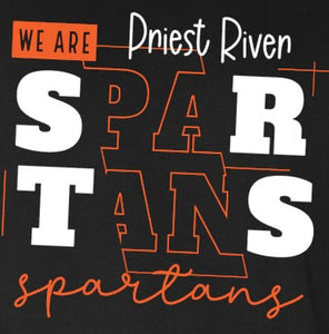 Priest River Spartans - You Choose The Shirt Style - Black