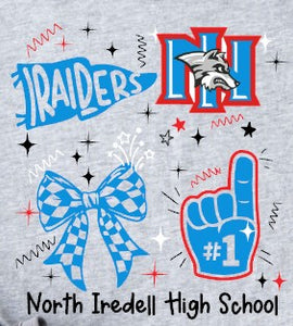 North Iredell Raiders - You Choose The Shirt Style - Gray