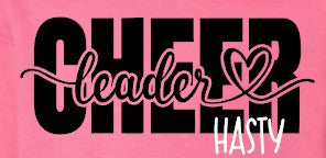 Hasty Cheerleading  - You Choose The Shirt Style - Shirt Color Is Pink