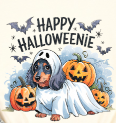 Halloween Dachshund Dog -  Shirt Color Is Cream