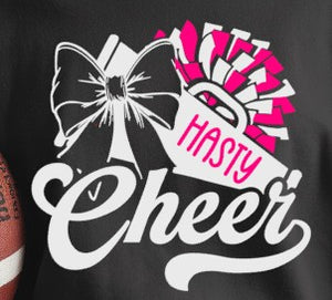 Hasty Cheerleading  - You Choose The Shirt Style - Shirt Color Is Black