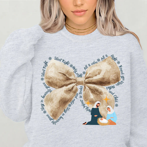 Christmas 2024 - Nativity Bow - Shirt Color Is Gray