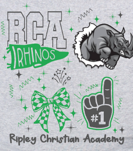 Ripley Rhinos Christian - You Choose The Shirt Style - Shirt Color is Gray