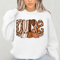 Fall Nurse Graphic With Pumpkins - Shirt Color Is Cream * Not White