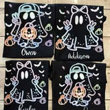 Kids Neon Ghost Personalized Graphics - Shirt Color Is Black