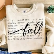 Fall Words - Shirt Color Is Cream