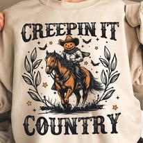Creepin It Country - Western Halloween -  Shirt Color Is Cream