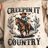 Creepin It Country - Western Halloween -  Shirt Color Is Cream