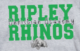 Ripley Rhinos Christian - You Choose The Shirt Style - Shirt Color is Gray