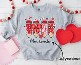 Teacher Valentine Pencil Design Custom Name - You Choose The Shirt Style