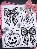 Pumpkin, Ghost & Bow - Shirt Color Is White