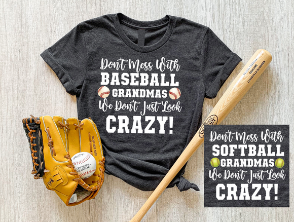 Baseball & Softball Grandma Shirt - Please include personalized request in order notes.