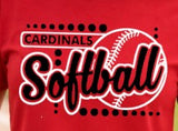 Cardinals Softball - You Choose the Shirt Style - Shirt Color Is Red