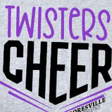 Mooresville Youth Athletics - Cheerleading Twisters  - You Choose The  Shirt Style - Shirt Color Is Gray