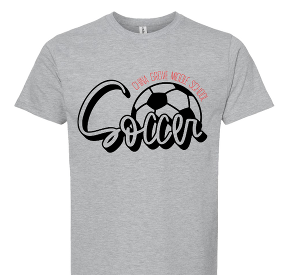 China Grove Middle Soccer - You Choose The Shirt Style - Gray