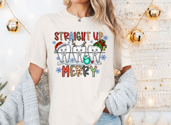 Christmas 2024 - Straight Up Merry - Shirt Color Is Cream