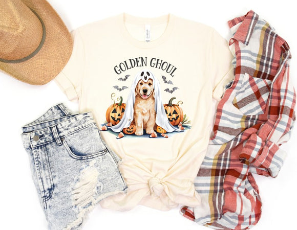 Halloween Golden Retriever Dog -  Shirt Color Is Cream