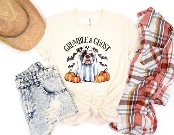 Halloween English Bull Dog -  Shirt Color Is Cream