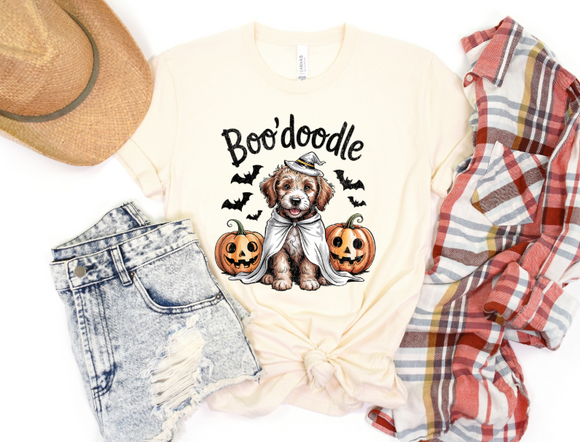 Halloween Goldendoodle Dog -  Shirt Color Is Cream