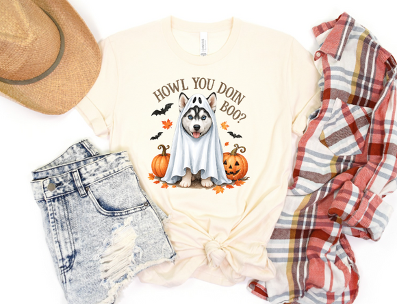 Halloween Husky Dog -  Shirt Color Is Cream