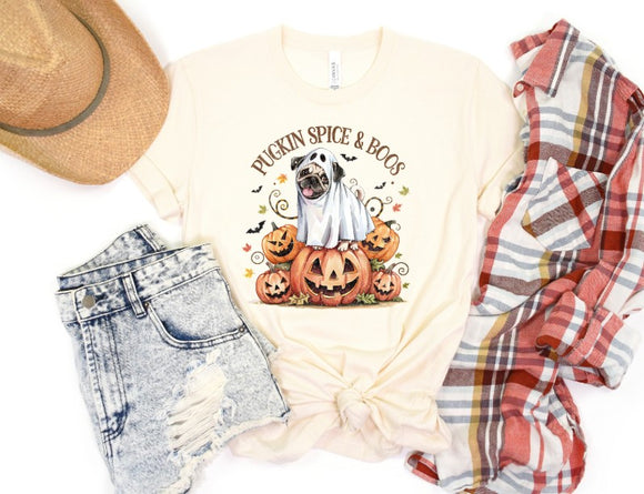 Halloween Pug  Dog -  Shirt Color Is Cream