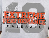 Extreme Performance Baseball - You Choose the Shirt Style - Shirt Color Is Gray