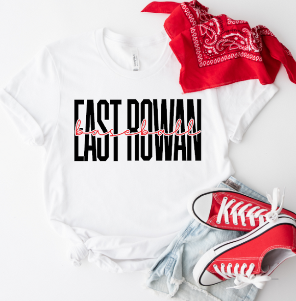 East Rowan Baseball - You Choose The Shirt Style - Shirt Color Is White