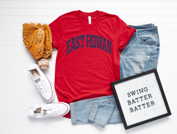 East Rowan Baseball - You Choose The Shirt Style - Shirt Color Is Red