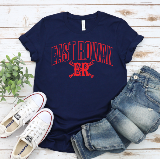 East Rowan Baseball - You Choose The Shirt Style - Shirt Color Is Navy