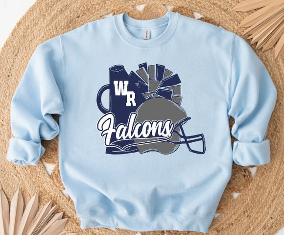 West Rowan Falcons Cheerleader - You Choose The Shirt Style - Light Blue