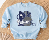 West Rowan Falcons Cheerleader - You Choose The Shirt Style - Light Blue