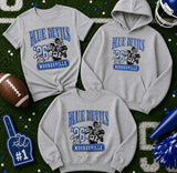 Mooresville Blue Devils Football - You Choose the Shirt Style - Shirt Color Sports Gray