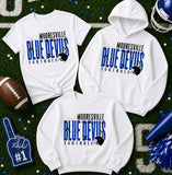 Mooresville Blue Devils Football - You Choose the Shirt Style - Shirt Color Sports White