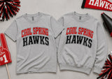 Cool Spring Elementary Hawks - You Choose The Shirt Style - Shirt Color Is Gray