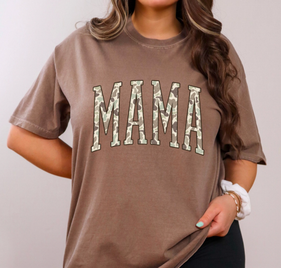 Mama Camo - You Choose The Shirt Style - Shirt Color Is Espresso