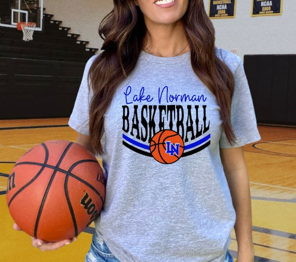 Lake Norman Basketball  - Choose From Short Sleeve, Crew Or Hooded Sweatshirt - Gray