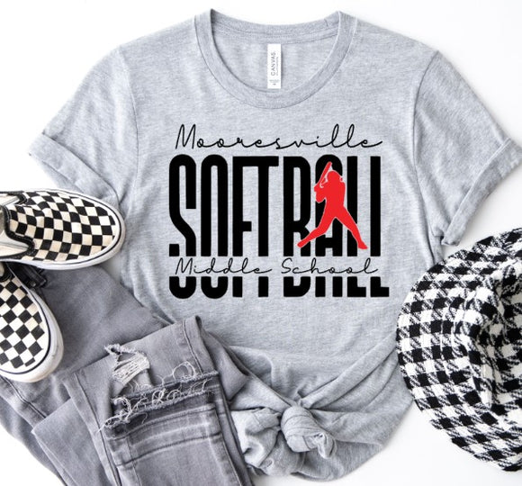 Mooresville Middle Softball - You Choose The Shirt Style - Gray
