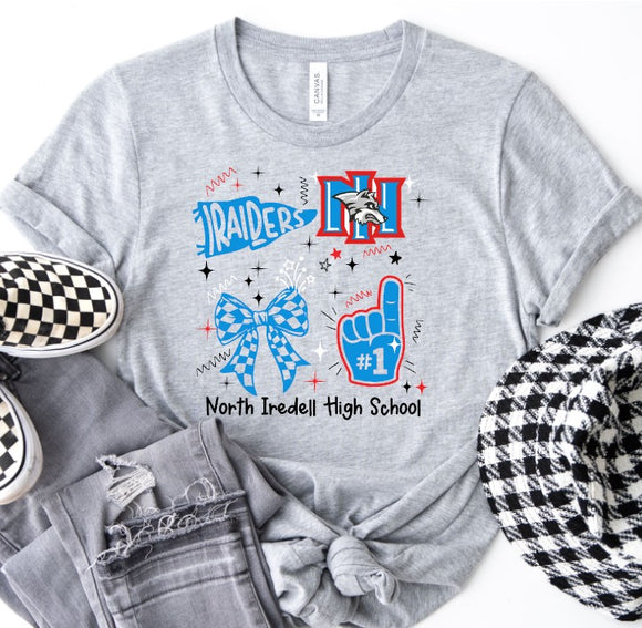 North Iredell Raiders - You Choose The Shirt Style - Gray