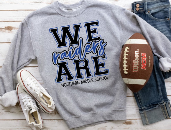 Northern Middle School Raiders  - You Choose The Shirt Style - Gray
