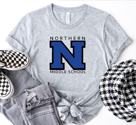 Northern Middle School Raiders  - You Choose The Shirt Style - Gray