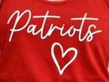 Patriots Softball - You Choose the Shirt Style - Shirt Color Is Red