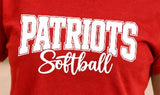 Patriots Softball - You Choose the Shirt Style - Shirt Color Is Red