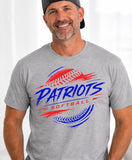 Patriots Softball - You Choose the Shirt Style - Shirt Color Is Gray