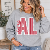 Ruffle Letters  - You Choose The Text & Colors - Shirt Color Is Gray