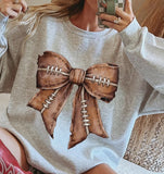 Football Bow - You Choose the Shirt Style - Gray Color Shirt